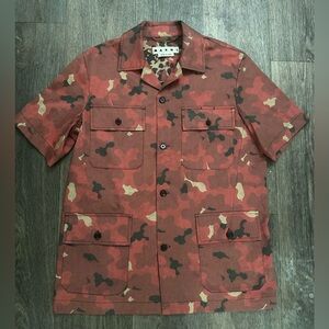 Marni Red and Black Camouflage Shirt